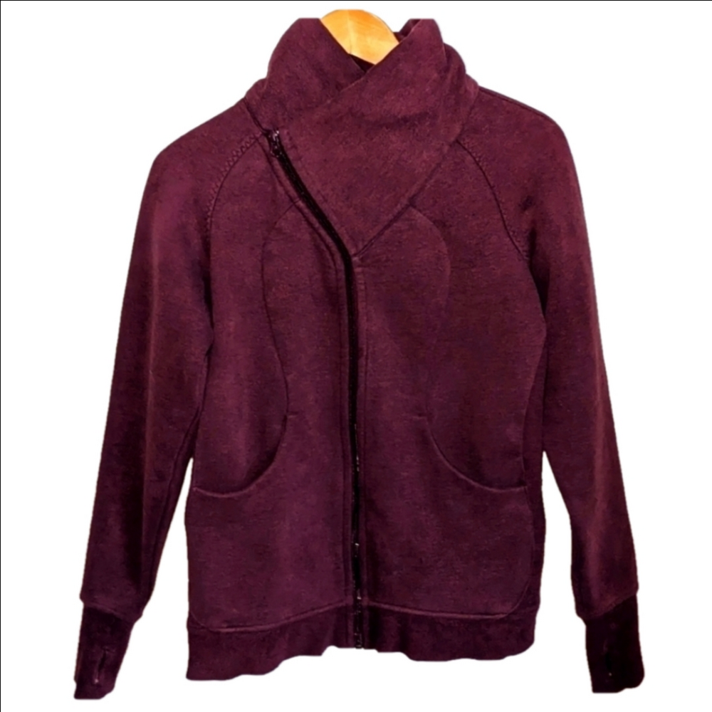 LULULEMON Burgundy / Maroon Athletic Zip Front Sweater Top Size 8